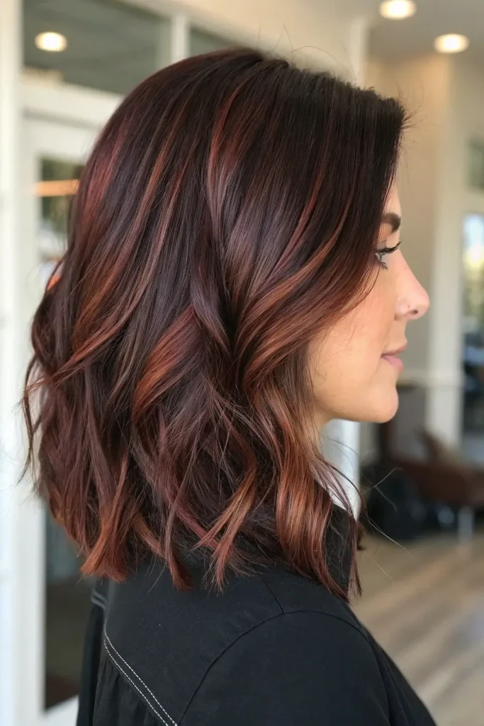 Dark Mahogany Brown Hair with Highlights (2)