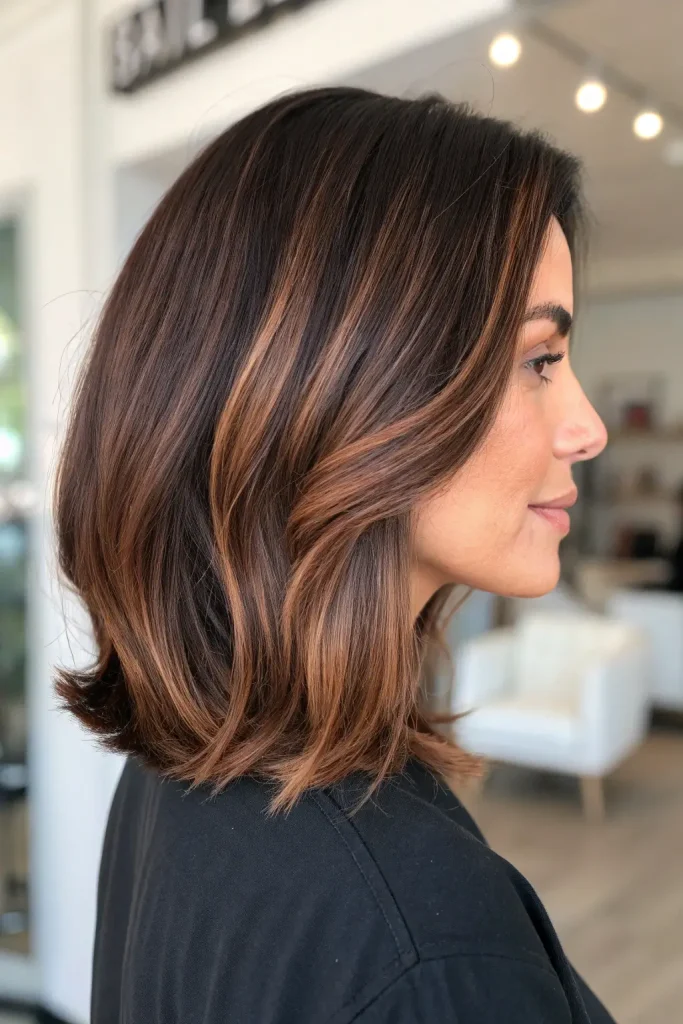 Dark Mahogany Brown Hair with Highlights (5)