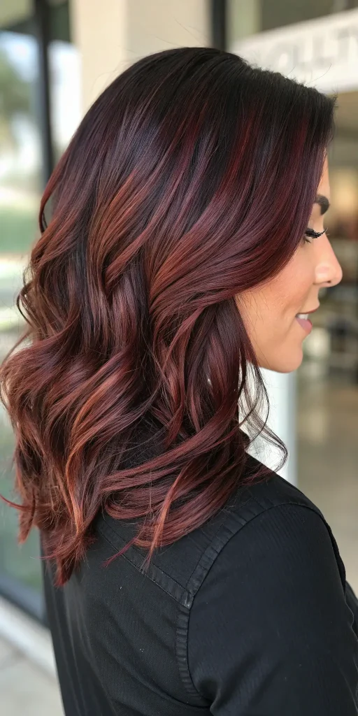 Dark Mahogany Brown Hair with Highlights (6)