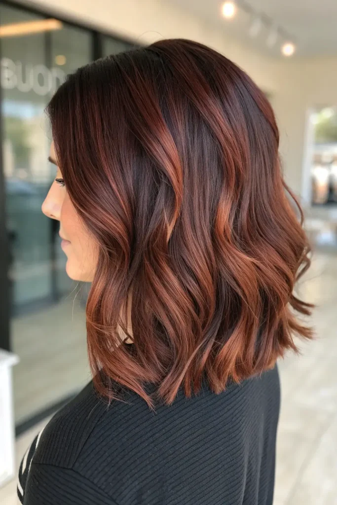 Dark Mahogany Brown Hair with Highlights (8)