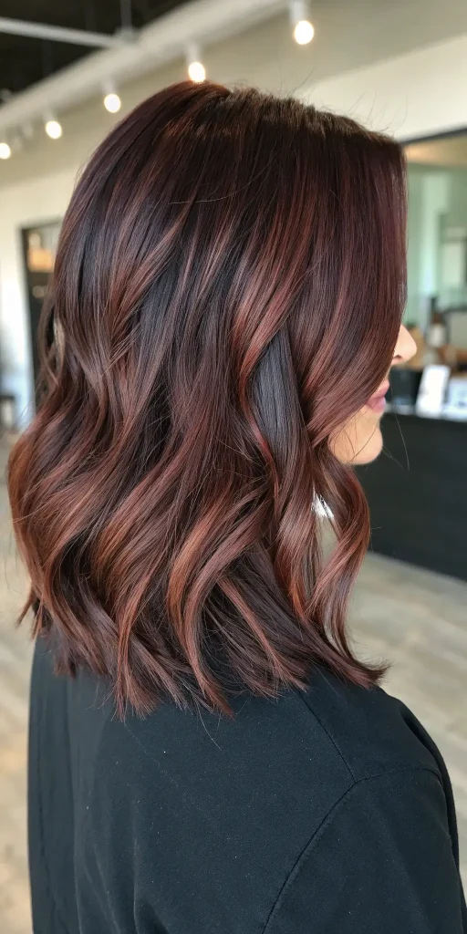 Dark Mahogany Brown Hair with Highlights (9)