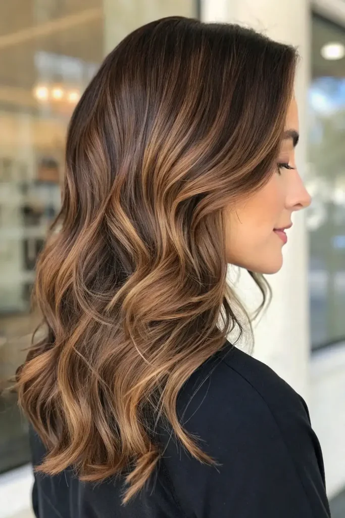Dark caramel balayage hair color (5)