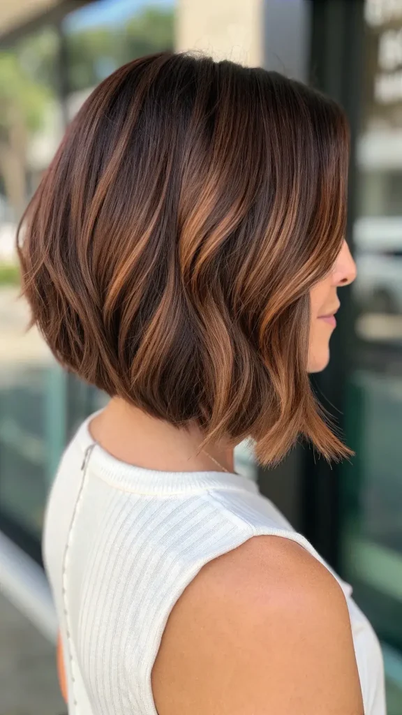 Honey Brown Balayage Short Hair Caramel Highlights Ombre Hair (1)