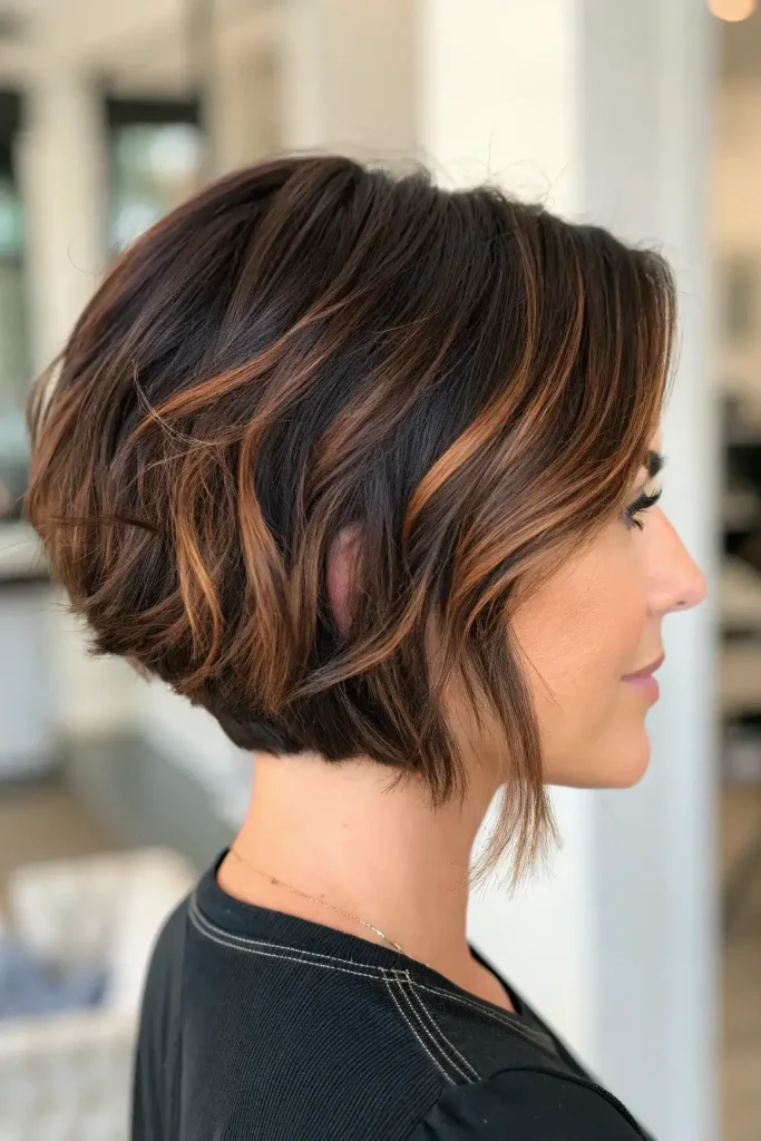 Honey Brown Balayage Short Hair Caramel Highlights Ombre Hair (2)