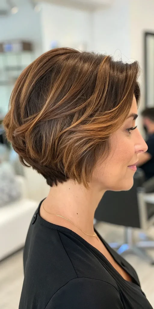 Honey Brown Balayage Short Hair Caramel Highlights Ombre Hair (3)