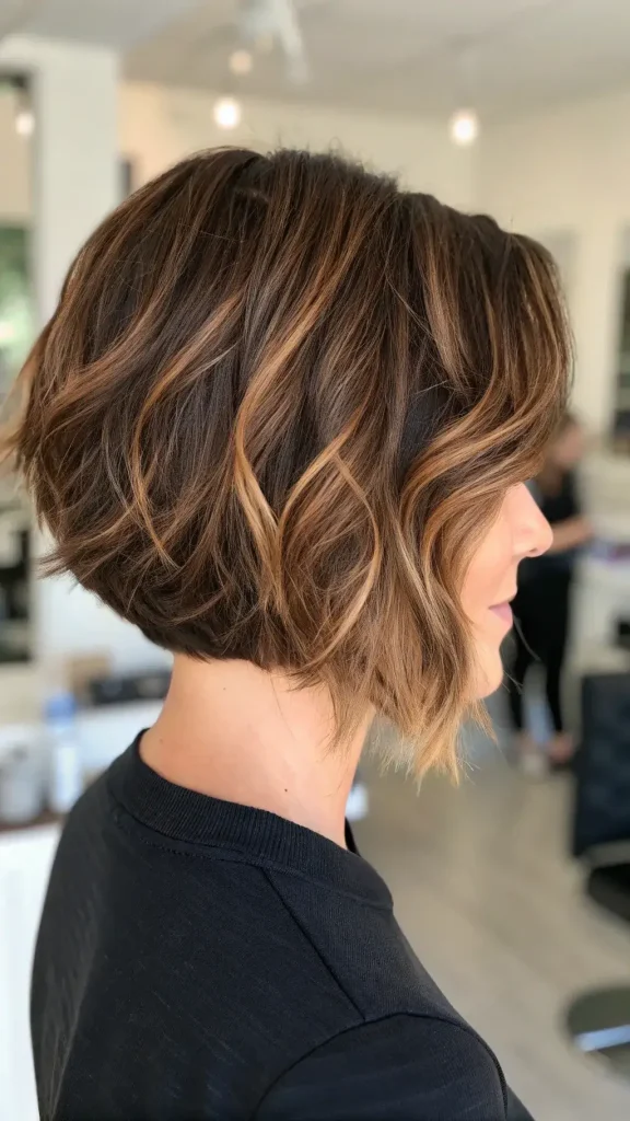 Honey Brown Balayage Short Hair Caramel Highlights Ombre Hair (4)