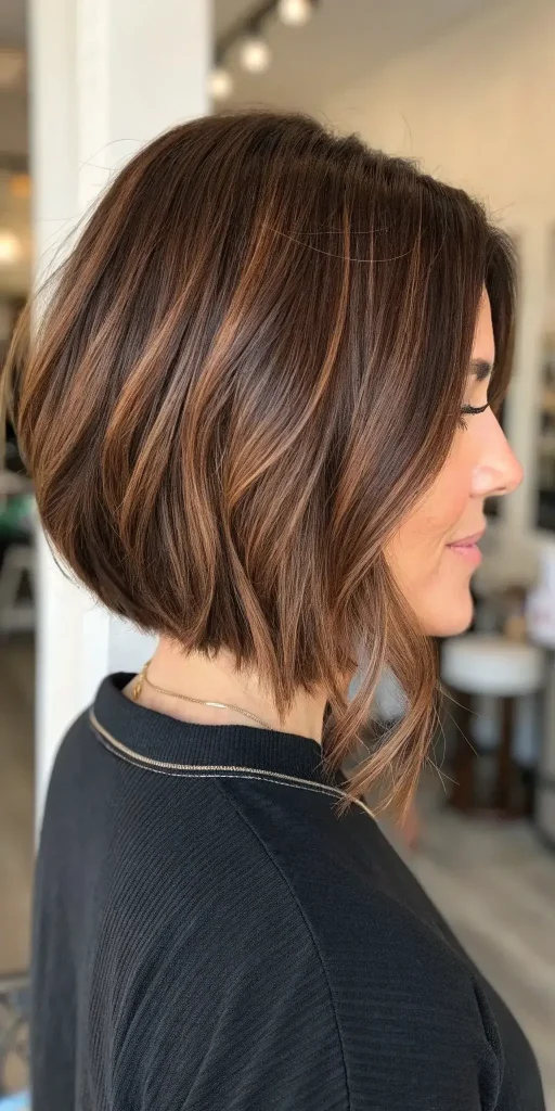 Honey Brown Balayage Short Hair Caramel Highlights Ombre Hair (9)