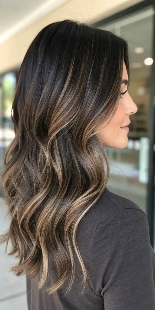 Dark Brown Hair with Ashy Highlights (1)