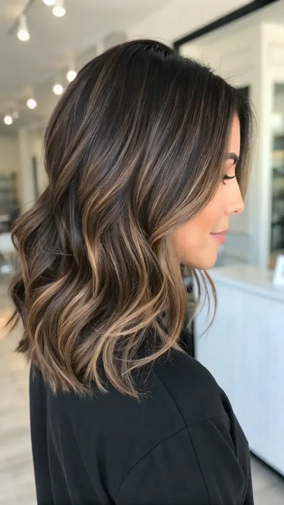 Dark Brown Hair with Ashy Highlights (2)