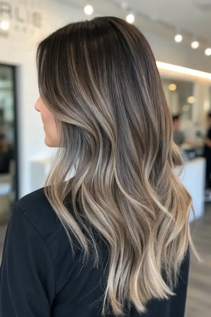 Dark Brown Hair with Ashy Highlights (8)