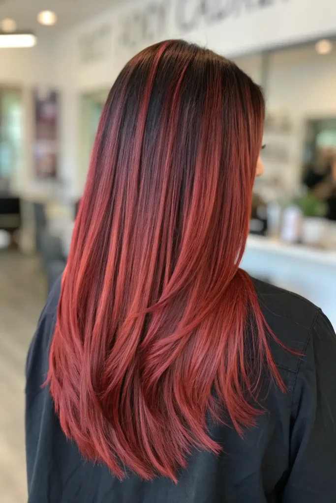 Dark Brown Hair with Red Highlights (2)