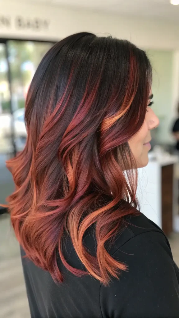 Dark Brown Hair with Red Highlights (4)