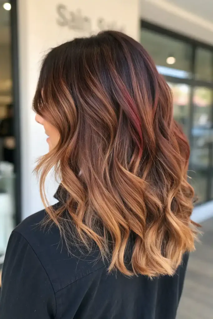 copper and blonde balayage brunette (5)