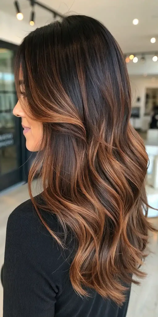 dark hair copper highlights (8)