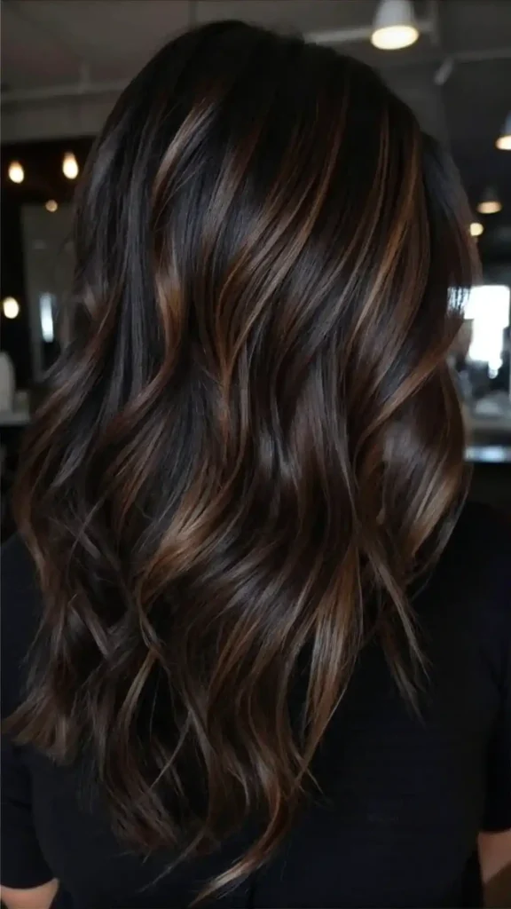 dark brown hair with highlights (2)