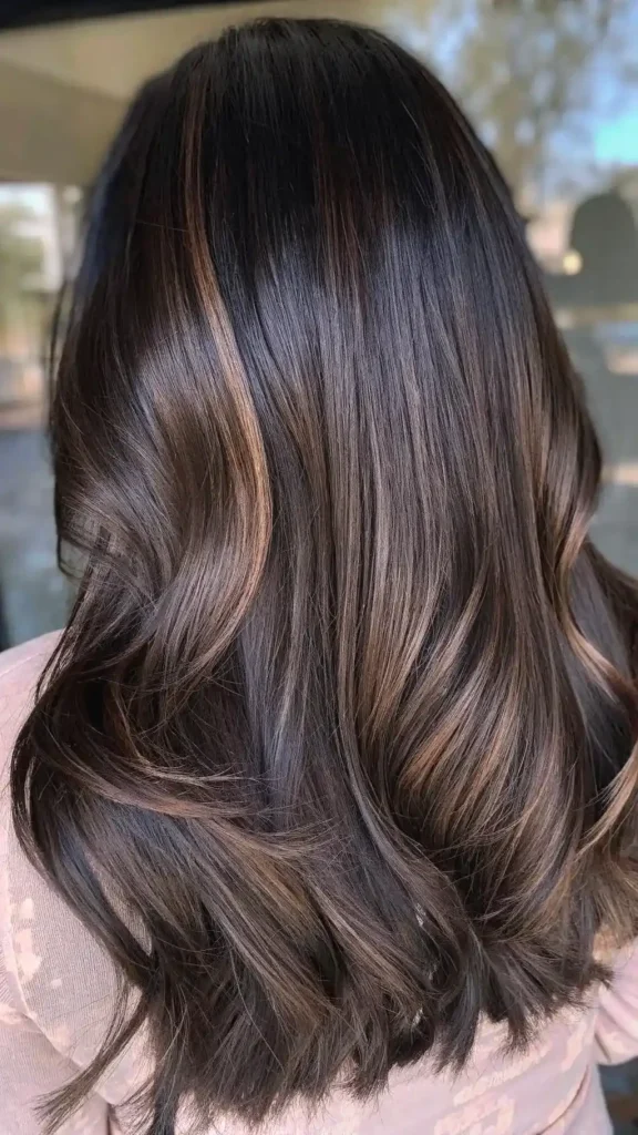 Deep Chocolate Brown Hair with Highlights (1)