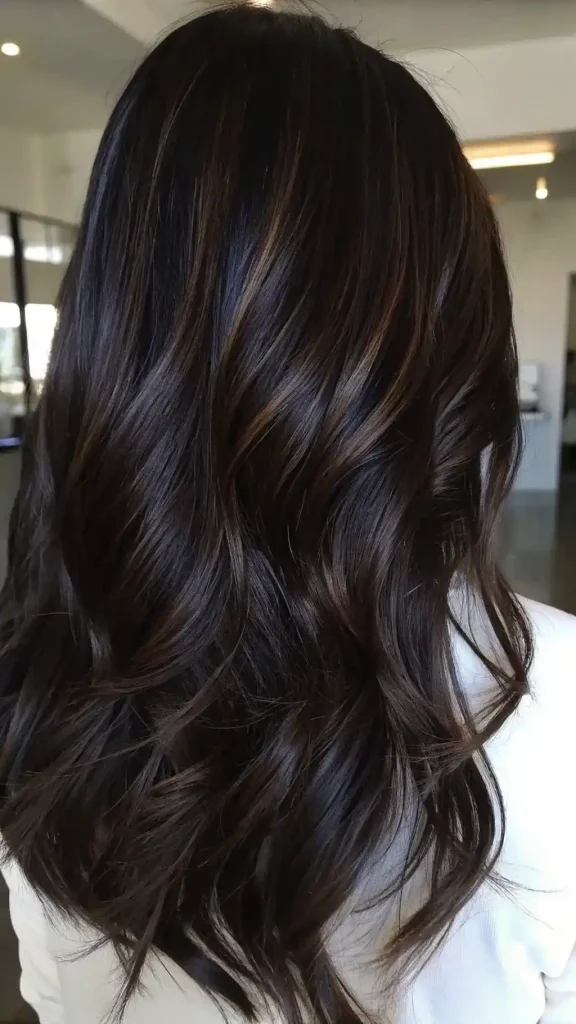 Deep Chocolate Brown Hair with Highlights (2)