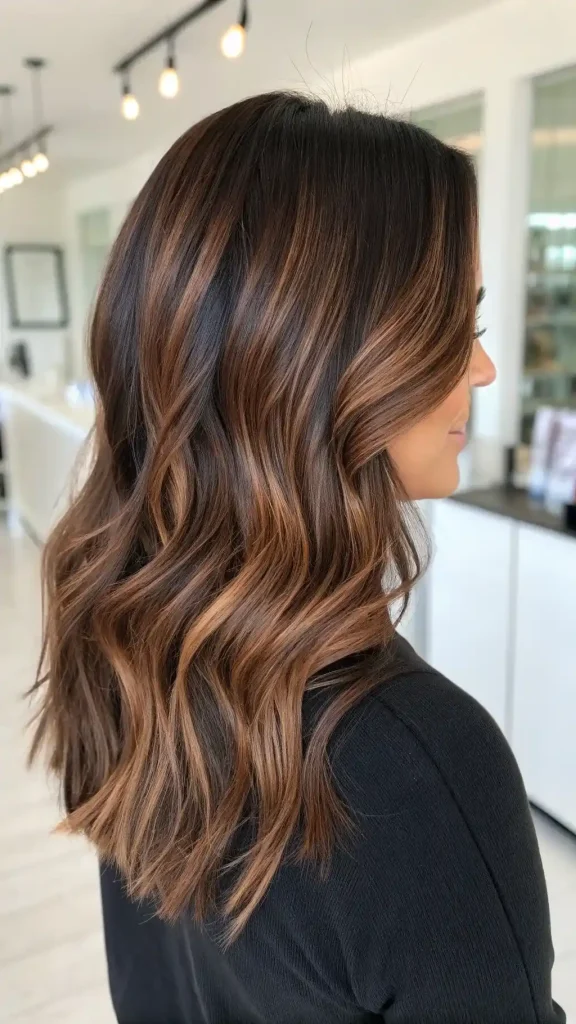 Deep Chocolate Brown Hair with Highlights (3)