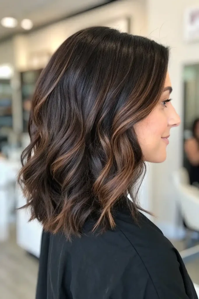 Deep Chocolate Brown Hair with Highlights (4)