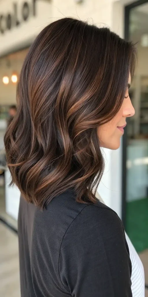 Deep Chocolate Brown Hair with Highlights (5)