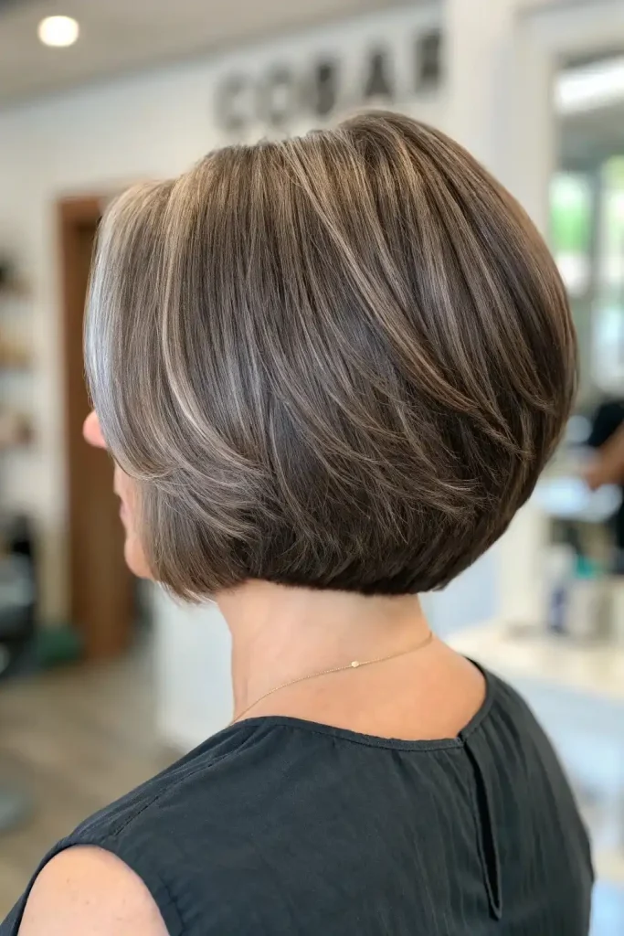 medium brown hair with silver highlights (9)
