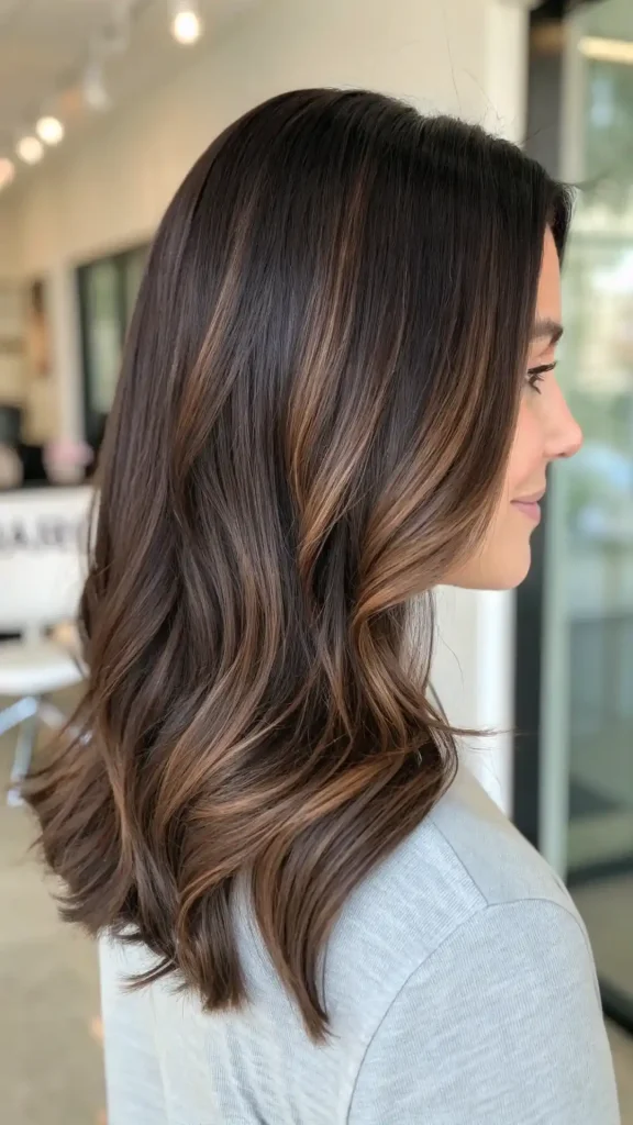 Dark brown hair with darker highlights (10)